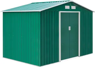 OUTSUNNY Cobertizo De Jard&iacute;n De Exterior 4,9 M&sup2; 277x195x192 Cm Caseta De Jard&iacute;n Con 2 Puertas Corredizas Base Refuerzo (suelo No Incluido) Verde Oscuro