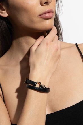 Alexander McQueen Leather Bracelet, Womens, Black