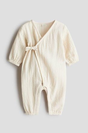 H&M Cotton Muslin Romper Suit in Light Beige at Nordstrom, Size 0-3M
