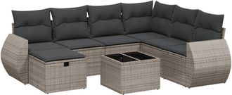vidaXL Vidaxl - Set De Sof&aacute;s De Jard&iacute;n 8 Pzas Y Cojines Rat&aacute;n Sint&eacute;tico Gris