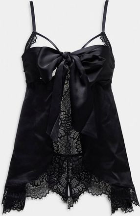 Ann Summers Unwrap Me - Babydoll nero con perizoma con cut-out