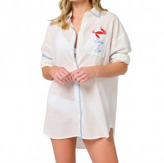 Shiraleah Snap & Sip Catch Of The Day Cover-Up Shirt In White