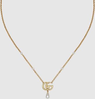 Gucci GG Marmont Pendant Necklace, Gold-toned metal, Gold-toned metal