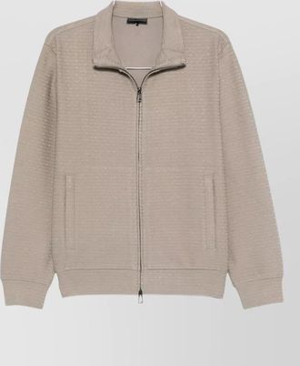 Emporio Armani cotton blend zip sweatshirt high collar