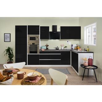 Respekta Cucina angolo cucina senza maniglie nero Lorena 345 x 172 cm Respekta