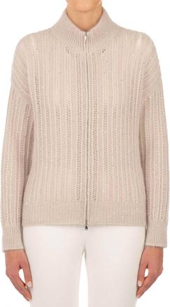 Le Tricot Perugia Giacca Con Zip Sweater In Skin