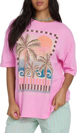Billabong Feel The Heat Graphic Oversize Cotton T-Shirt in Party Pink at Nordstrom, Size X-Large