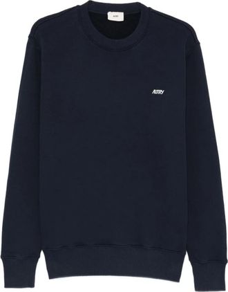Autry Katoenen sweatshirt met ronde hals en logo - Heren - Sweatshirts - Blauw - M - Katoen - Hoodies & sweatvesten