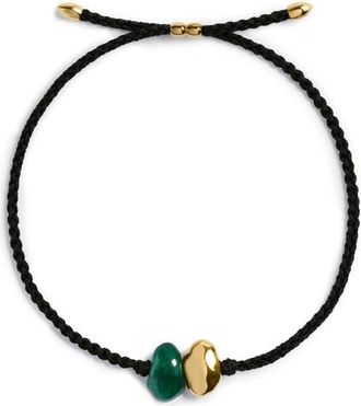 Monica Vinader Antica Gemstone Cord Bracelet in 18K Gold Vermeil/grn Adv at Nordstrom