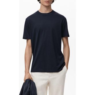 Mango Slim Fit Cotton T-Shirt in Navy at Nordstrom, Size Xx-Large