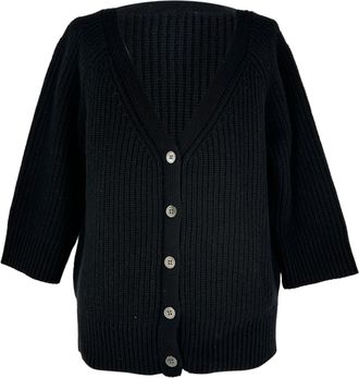 Michael Kors Collection V-Neck Cardigan in Black Cashmere