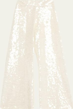 Alice & Olivia Athena Sequined Wide-Leg Pants