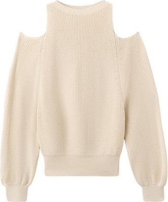 Mango Cold Shoulder Sweater in Ecru at Nordstrom, Size Medium