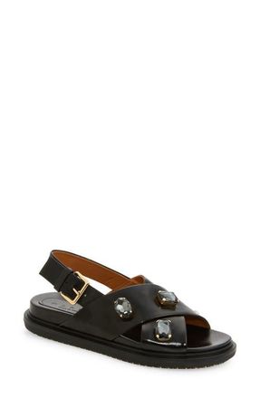 Marni Crystal Crossover Sandal in 00N99 Black at Nordstrom, Size 10Us