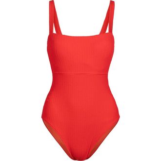 Change of Scenery Jori Square Neck Underwire One-Piece Swimsuit in Guava Red at Nordstrom, Size X-Small