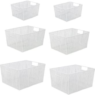 Happimess Sutton Modern Glam Handmade Wire Metal Nesting Storage Baskets in White at Nordstrom