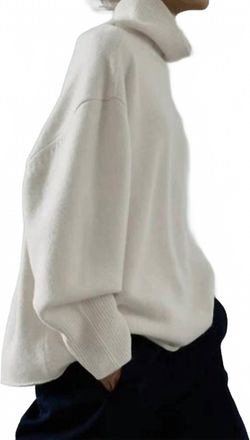Look by M Slouch Turtleneck Sweater In Ivory