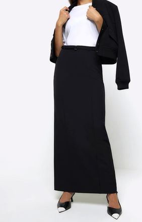 River Island Gonna lunga svasata nera-Nero