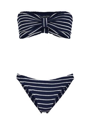 Hunza G Jean Seersucker Bikini - Navy - One Size