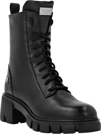 Philipp Plein Leren Lage Platte Laarzen - Dames - Veterlaarzen - Zwart - 40 EU - Leer - Schoenen