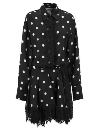 Sportmax Sportmax Spxbosso Silk Shirt Dress With Lace Inserts