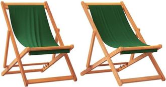 vidaXL Sedie da Spiaggia Pieghevoli 2 pz Verdi in Tessuto - Vidaxl