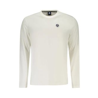 North Sails Long Sleeve Tops, male, White, Size: 2XL White Cotton Long-Sleeved T-Shirt with Logo