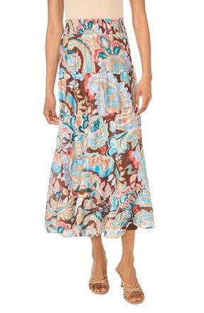 Vince Camuto Printed Midi Skirt in Cocoa at Nordstrom Rack, Size X-Large