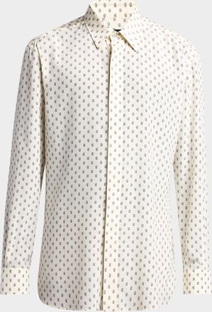Tom Ford Mens Silk Crepe de Chine Paisley Dress Shirt