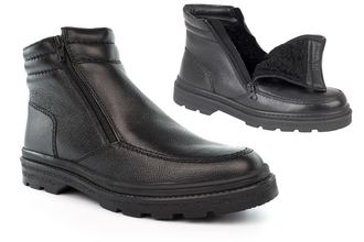 Generic Mens Leather Boots Mens Zip Fastening Boots Size 6 Boys Boot Size 6 Thermal Boot Leather Upper Faux Fur Zip Fastening Wide Open Thermal Sizes 6-12 Bla