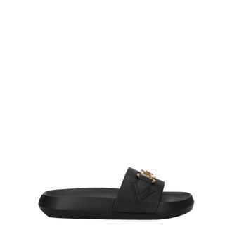 Versace Medusa Biggie Damens Ledersandalen und Clogs Schwarz