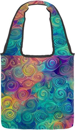 Generic Mysterious Flowing Swirls Texture Reversible Canvas Shoulder Tote - Double-Sided Print, 12oz Cotton, 27cm Drop, Fold-Flat Bag for Travel, Shopping, St