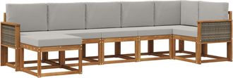 vidaXL Conjunto De Sof&aacute;s De Exterior 7 Uds. Natural Y Gris Claro Vidaxl