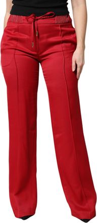 Dolce & Gabbana Womens Red Viscose Straight Fit Pants