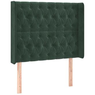 vidaXL Cabecero Con Orejas De Terciopelo Verde Oscuro 93x16x118/128 Cm Vidaxl