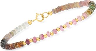 Canaria Canaria 16.00- Multicolored Tourmaline Bead Bracelet in 10kt Yellow Gold