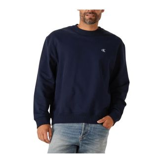 Calvin Klein Hoodies & sweatvesten, Heren, Blauw, XL, Katoen, Monogram Sweater voor heren