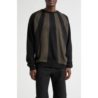Frenckenberger Sunray Stripe Cashmere Sweater in Black/Black Olive at Nordstrom, Size X-Large