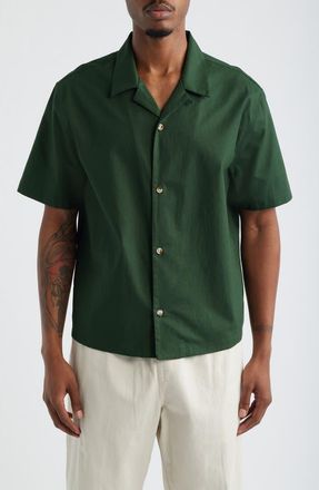 PacSun Elai Cotton & Linen Camp Shirt in Green at Nordstrom, Size X-Large