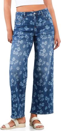 HINT OF BLU Floral Wide Leg Jeans in Floral Denim at Nordstrom, Size 31