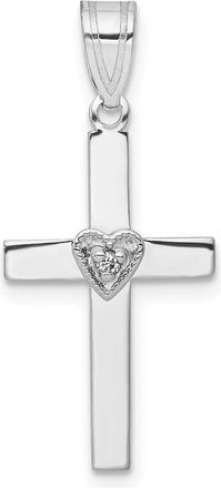 Diamond2Deal 14k White Gold Diamond Heart Cross Pendant