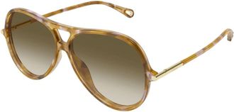 Chlo&eacute; Aviator Zonnebril - Dames - Zonnebrillen - Bruin - 59 MM - Nylon - Accessoires