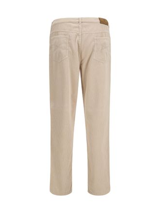 Brunello Cucinelli Mens Corduroy Pants Sabbia+perla Cotton; Elastane Trousers