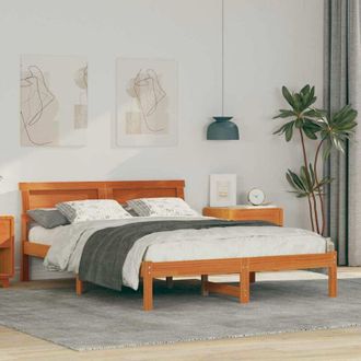 vidaXL Estructura De Cama Con Cabecera Marr&oacute;n Cera 135 X 190 Cm Vidaxl