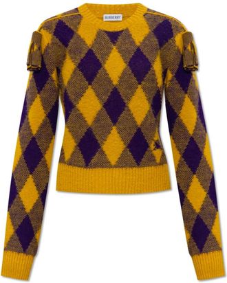 Burberry Argyle wollen trui - Dames - Ronde hals truien - Geel - M - Wol - Truien & Vesten