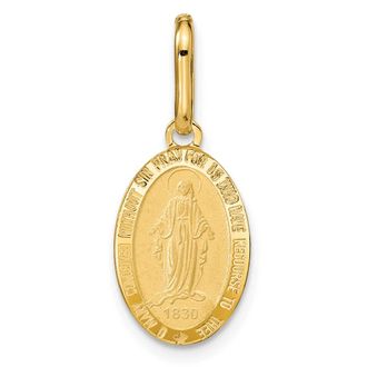 Diamond2Deal 14k Yellow Gold Polished and Matte Oval Miraculous Medal