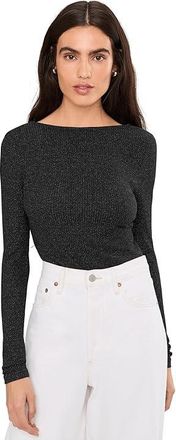 Madewell Bria Long Sleeve Open Back Snit Rib Sparkle Womens Clothing Lurex Black : XL (Womens 14-16), Elastane/Polyester/Viscose