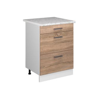 Vicco Mueble Bajo De Cocina R-line, Sonoma, 60 Cm Con Cajones Y Encimera