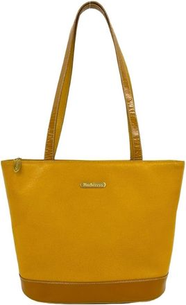 Burberry Yellow Leather Shoulder Bag Tote Bag (Pre-Owned)