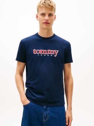 Tommy Jeans T-Shirt TOMMY JEANS TJM REG APPLIQ GRAPHIC, Herren, Gr. XXL, schwarz night navy, Single Jersey, Obermaterial: 100% Baumwolle, regular fit, Shirts T-Sh